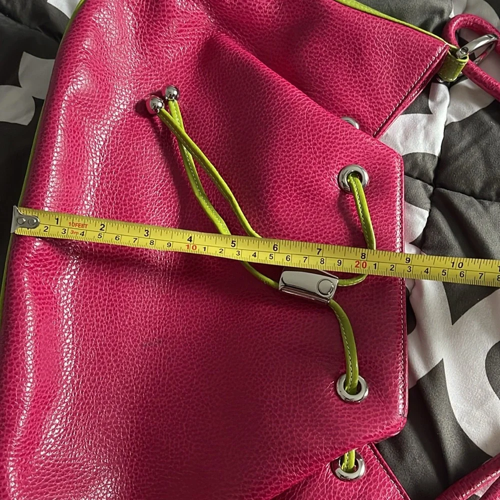 Pink pebble genuine leather shoulder bag